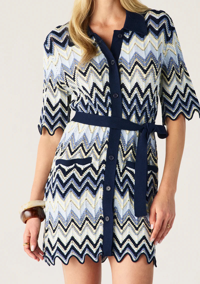 Pulse Knit Mini Shirt Dress | Classic Navy