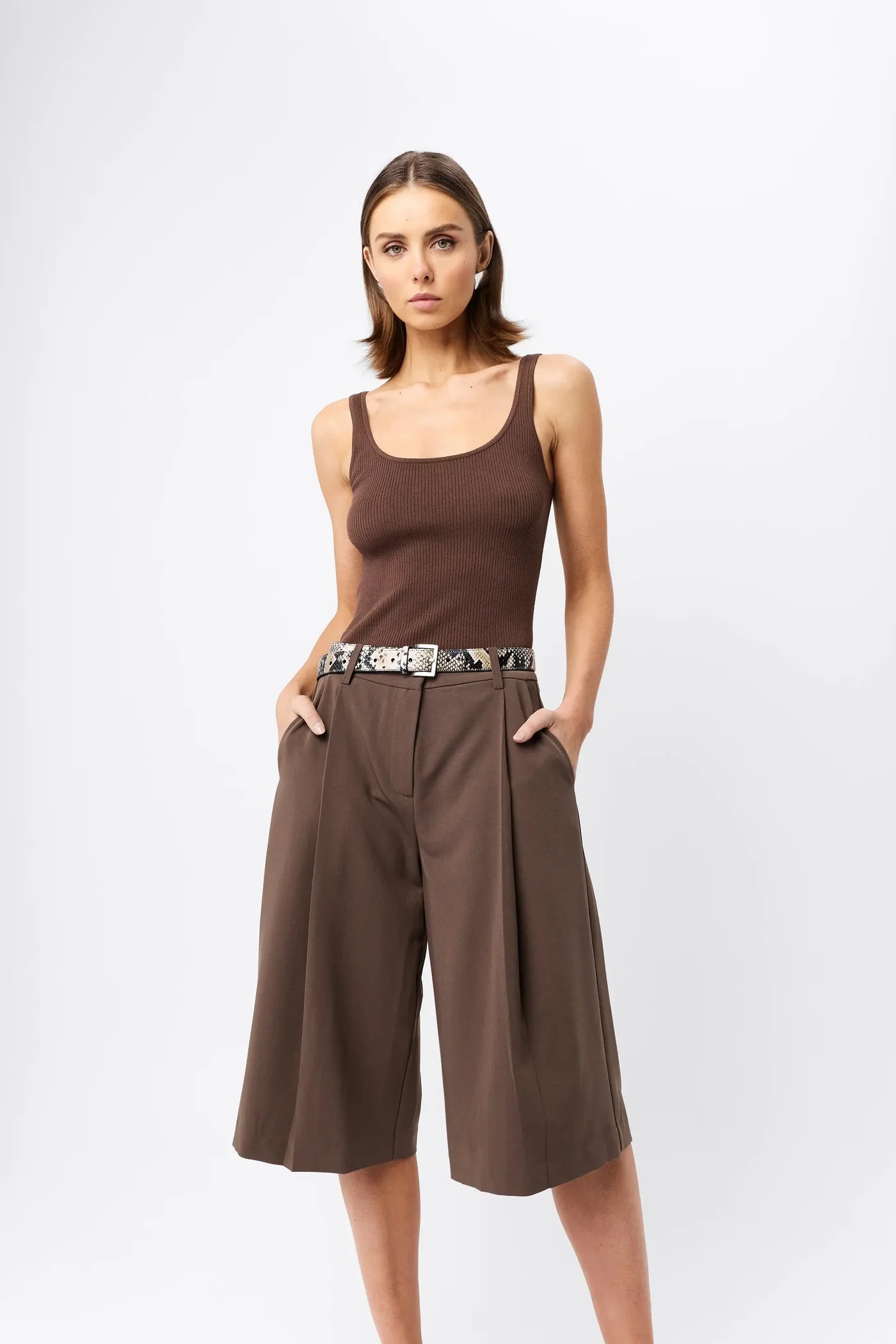 Fine Line Knit Tank | Cacao