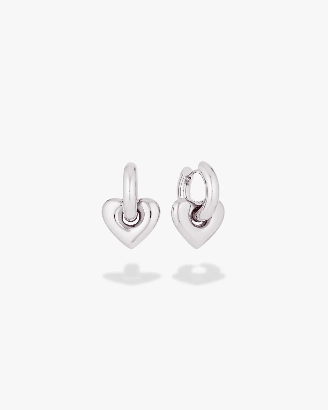 Mini Lisa Puffy Heart Earrings | Silver