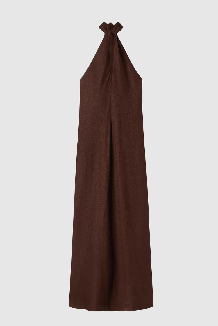 Cross-Over Linen Dress | Chocolate