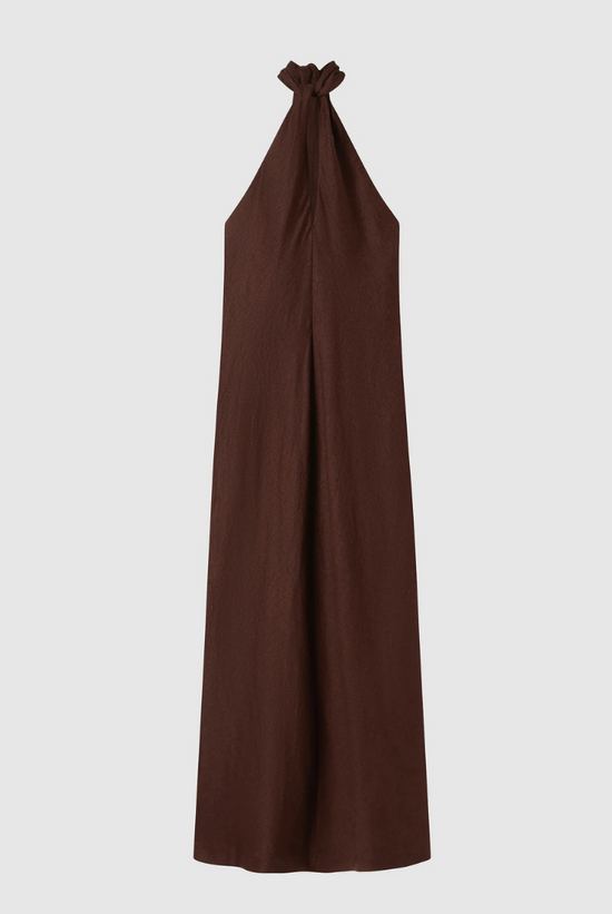 Cross-Over Linen Dress | Chocolate