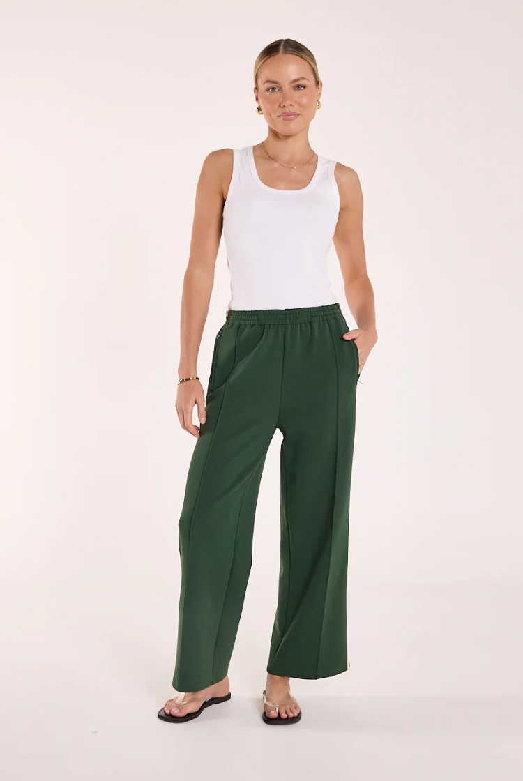 Noah Cropped Pant | Forest/ Pink Stripe