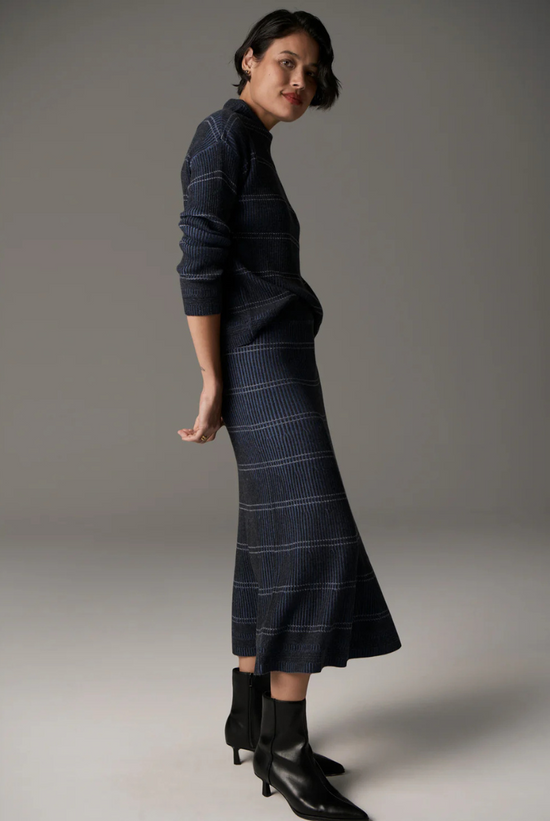 Lara Stripe Knit | Charcoal/ Blue