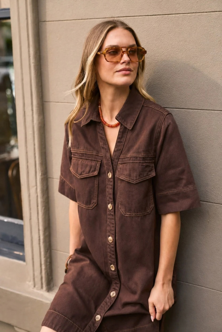 Bonnie Relaxed Shirt Dress | Chocolate