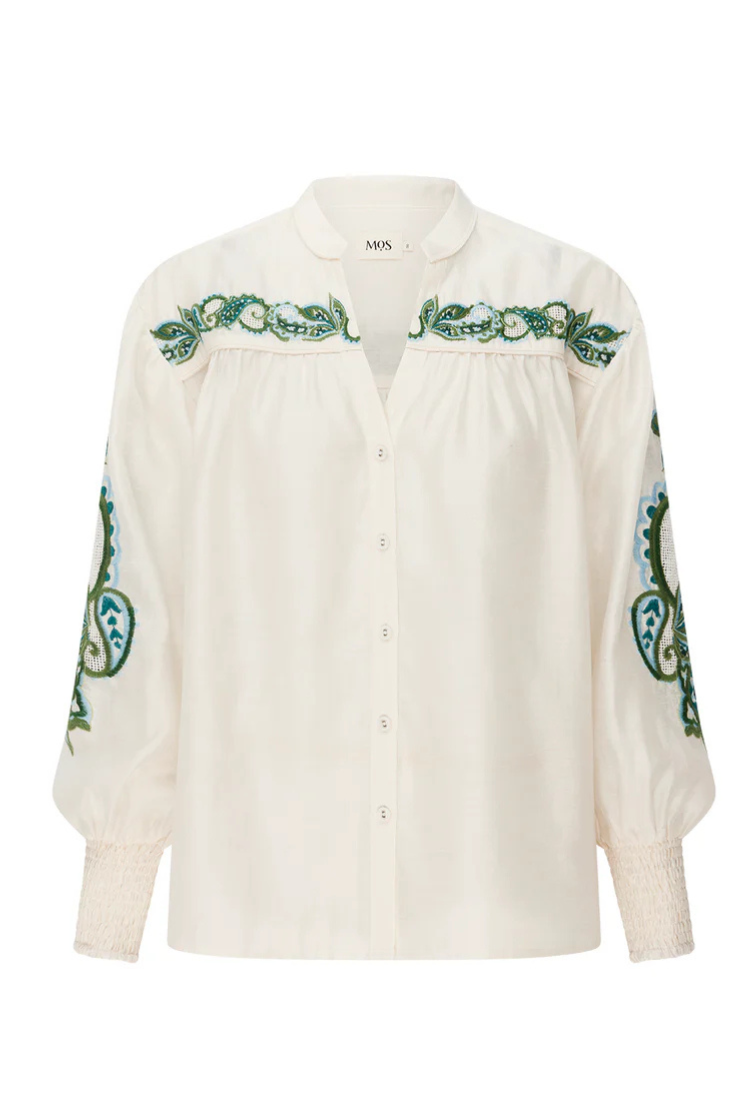 Porto Embroidery Blouse | Ecru