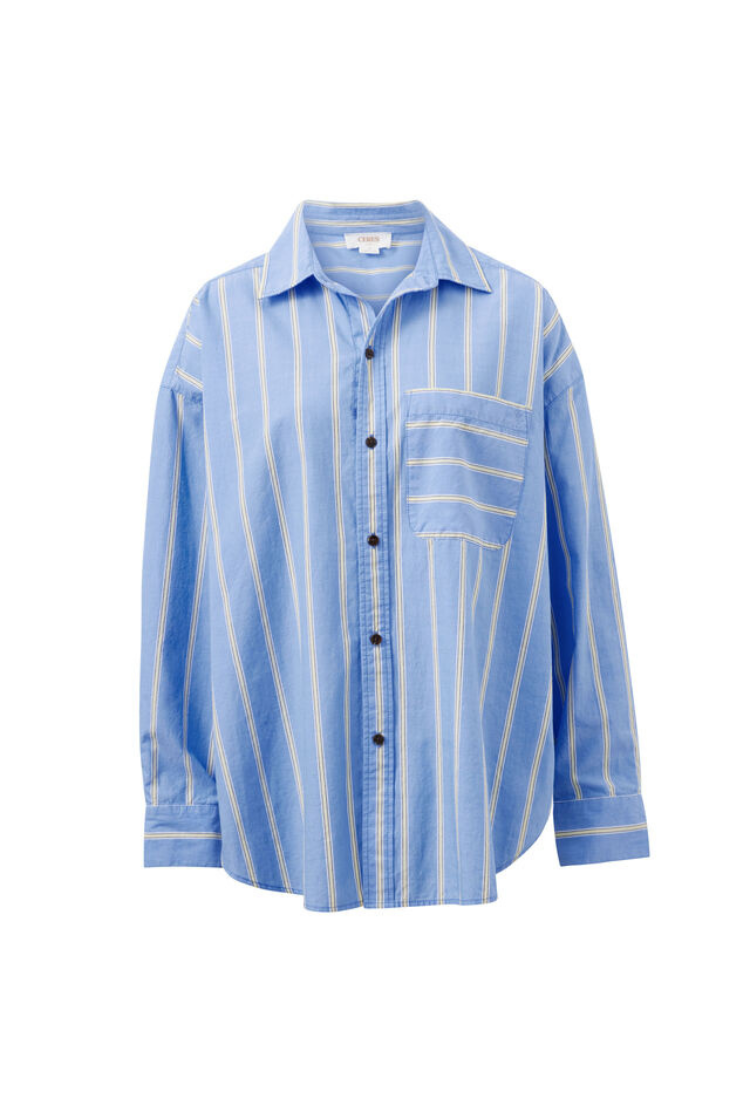 Peta Oversized Shirt | Bay Blue/ Butter Stripe