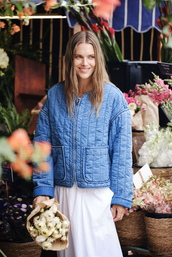 Comfy Quilted Boxy Jacket | Worn Blue Denim