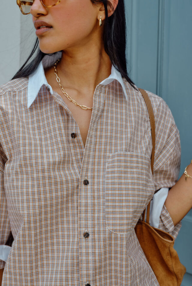 Peta Oversized Shirt | Toffee Check