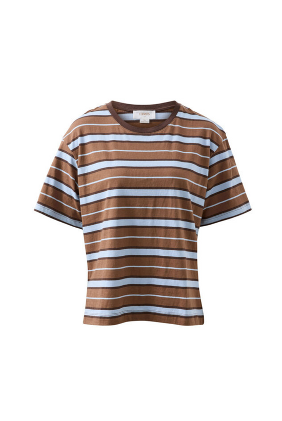 Stevie Slouchy Tee | Chalk/ Choc Retro Stripe
