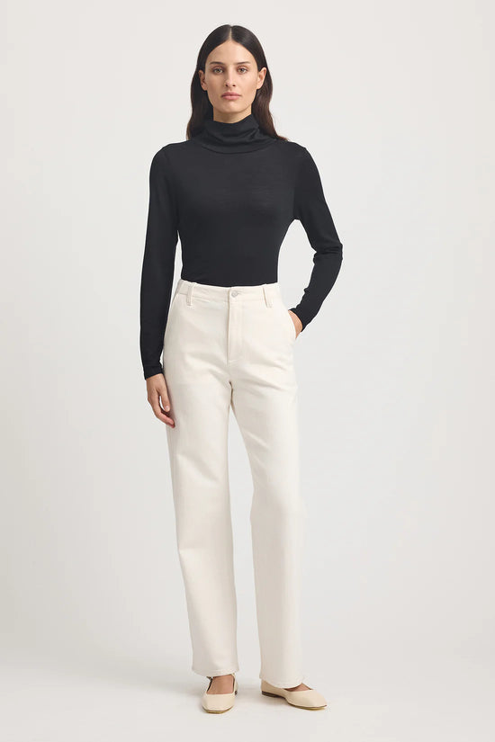 Turtle Neck Merino Tee | Black