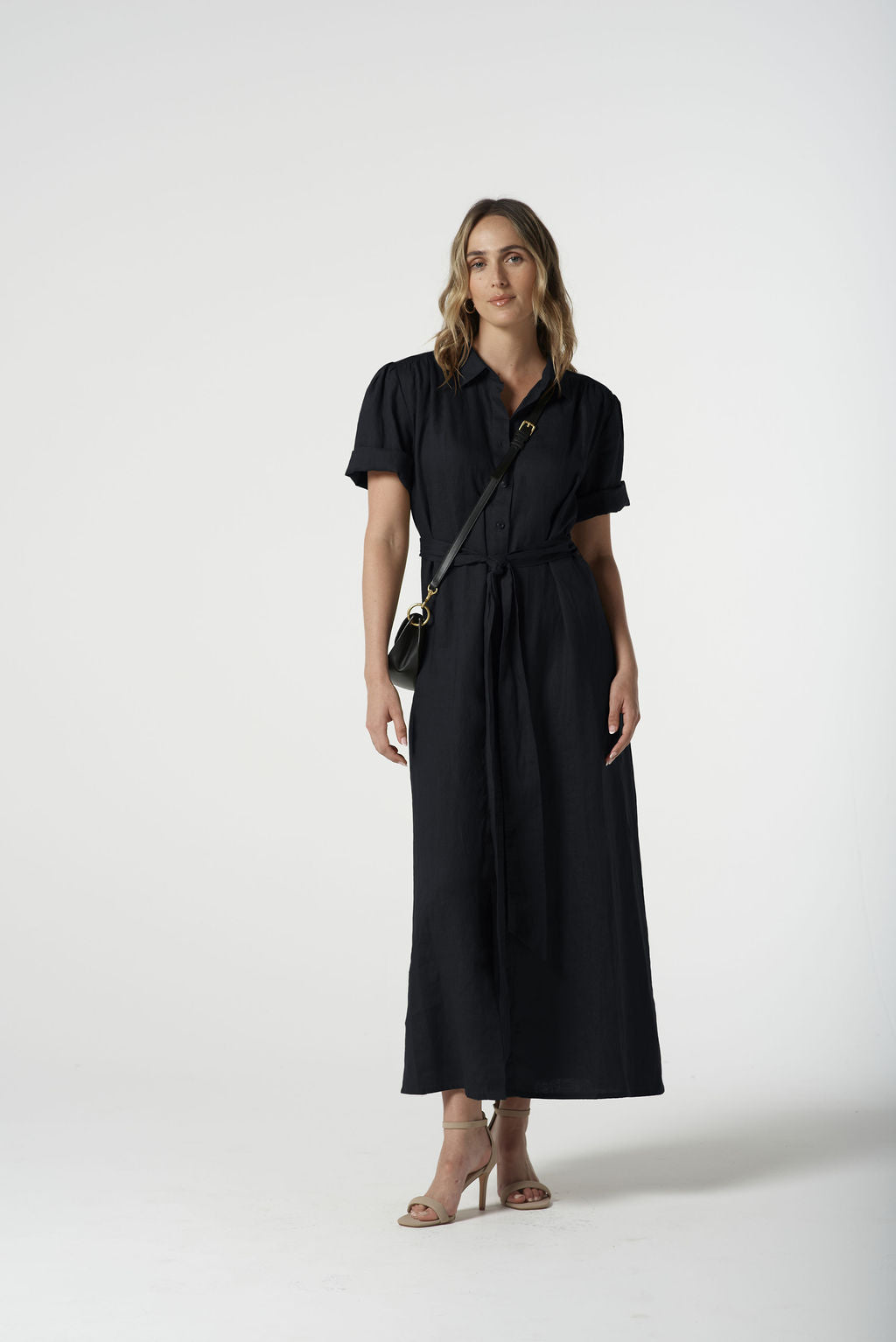 Short Sleeve Shirt Dress | Navy