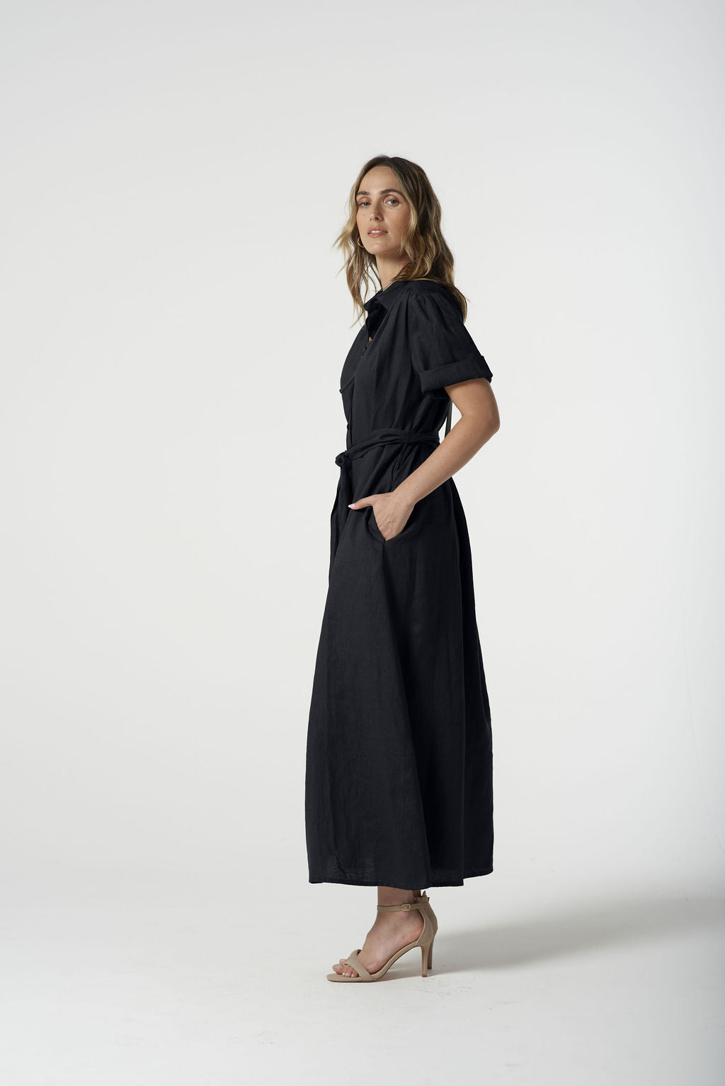Short Sleeve Shirt Dress | Navy