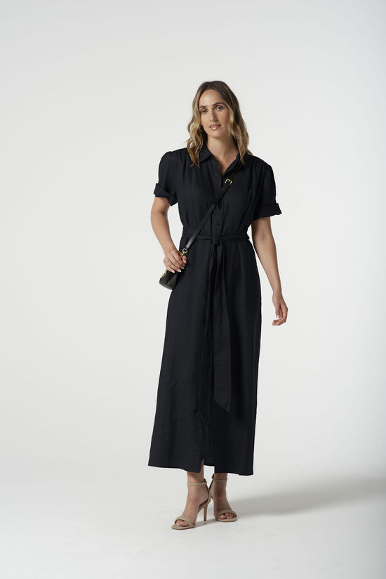 Short Sleeve Shirt Dress | Navy