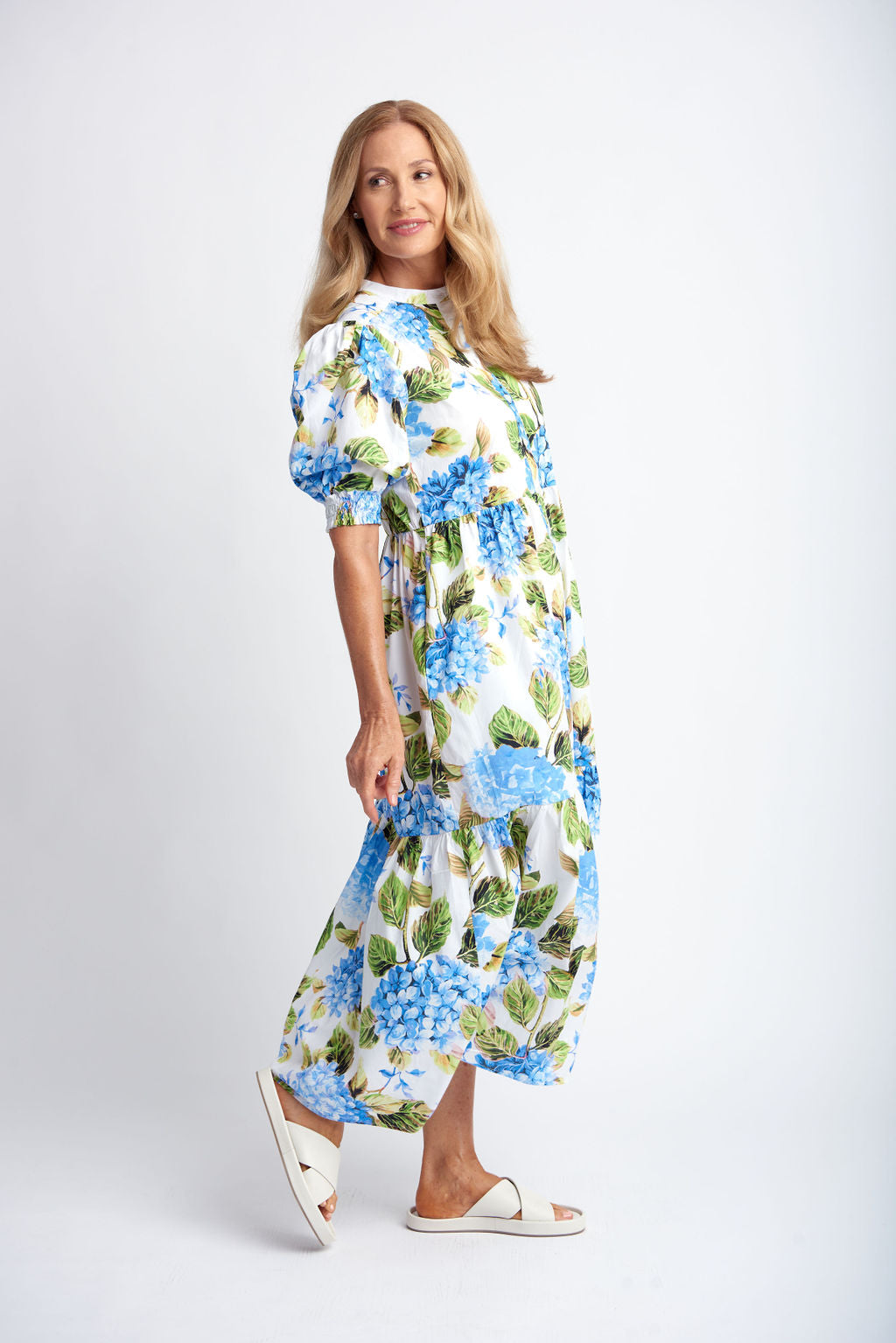 Hydrangea Print Dress Blue Hydrangea oliveandclover