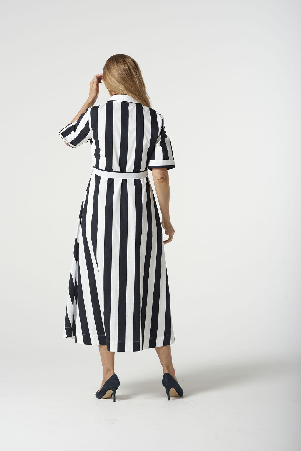 Thick Stripe Midi Dress | Navy Stripe