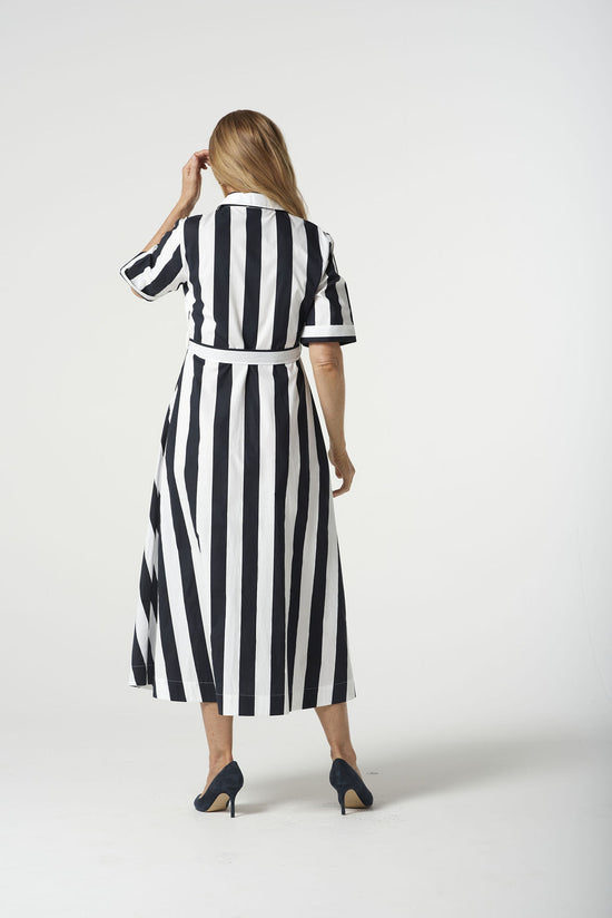 Thick Stripe Midi Dress | Navy Stripe