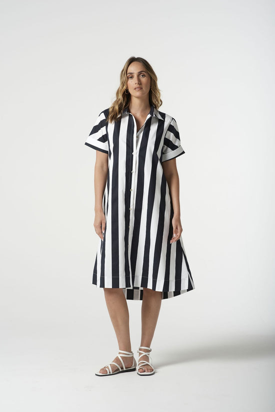 Thick Stripe Dress | Navy Stripe
