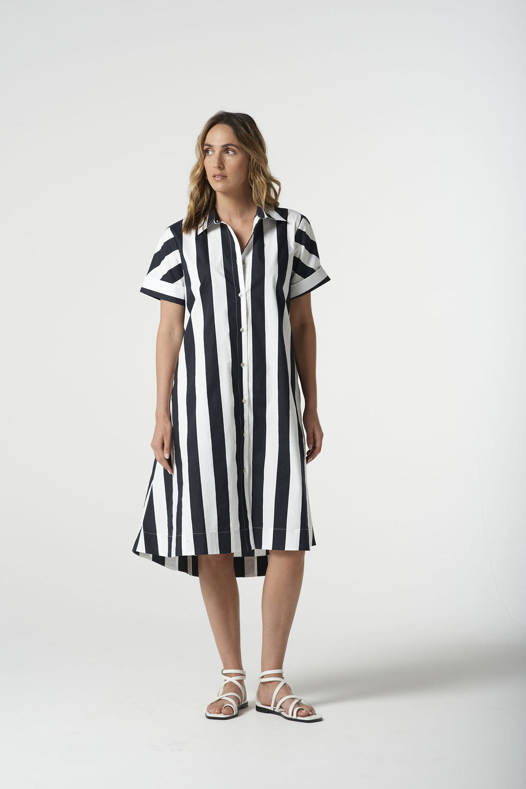 Thick Stripe Dress | Navy Stripe
