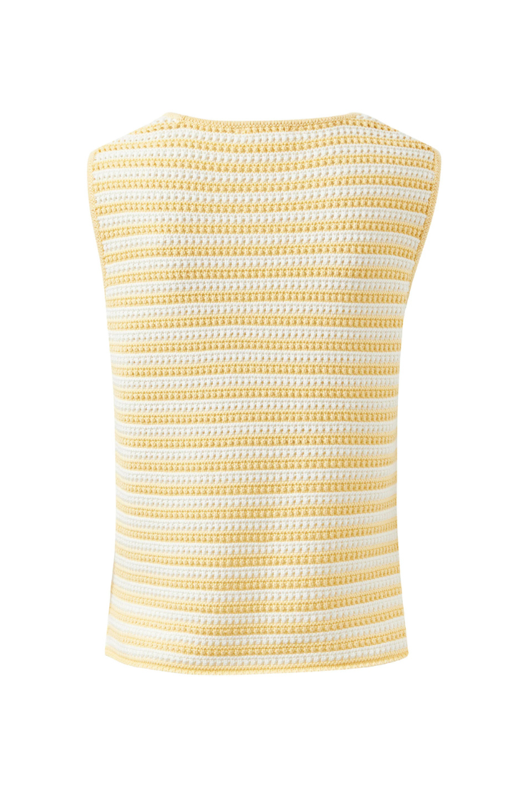 Margot Mesh Knit Tank | Butter Milk Fine Stripe