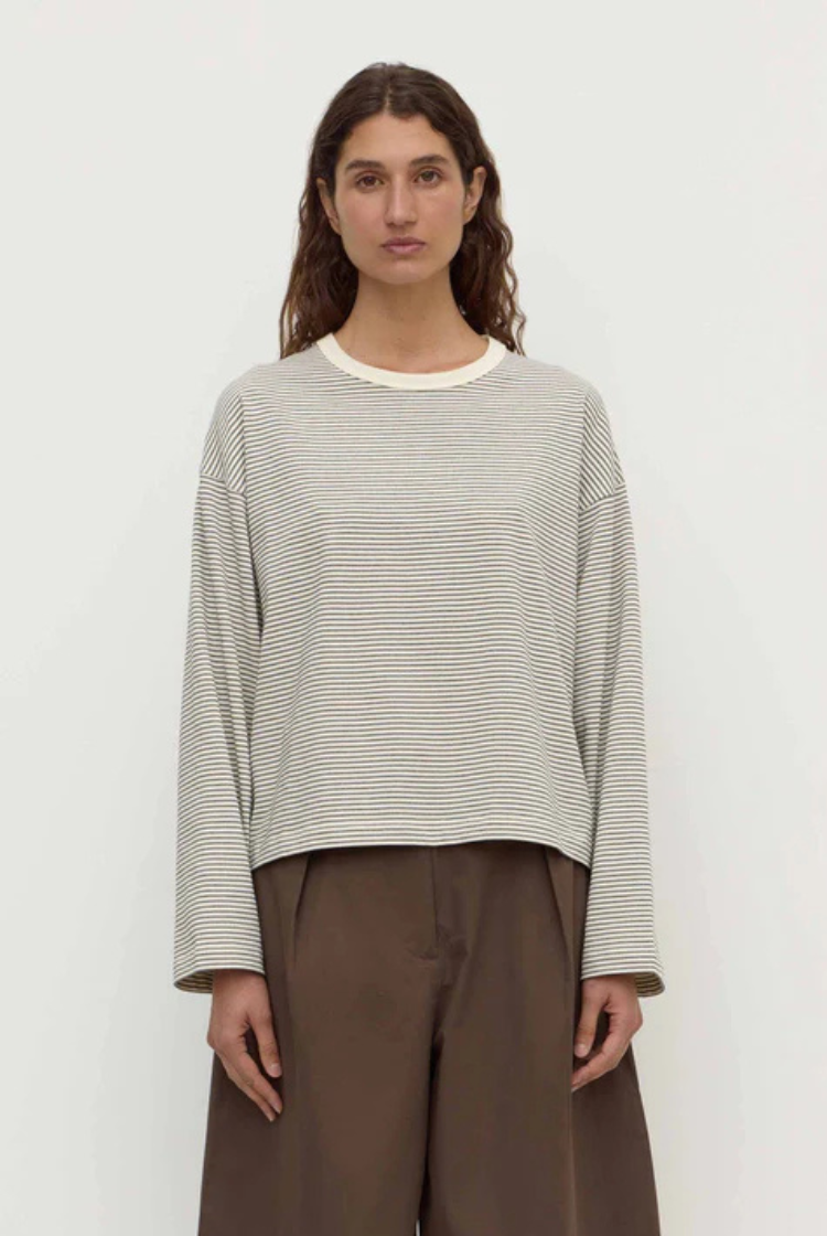 Malone Stripe Wide Sleeve Tee | Cream / Black
