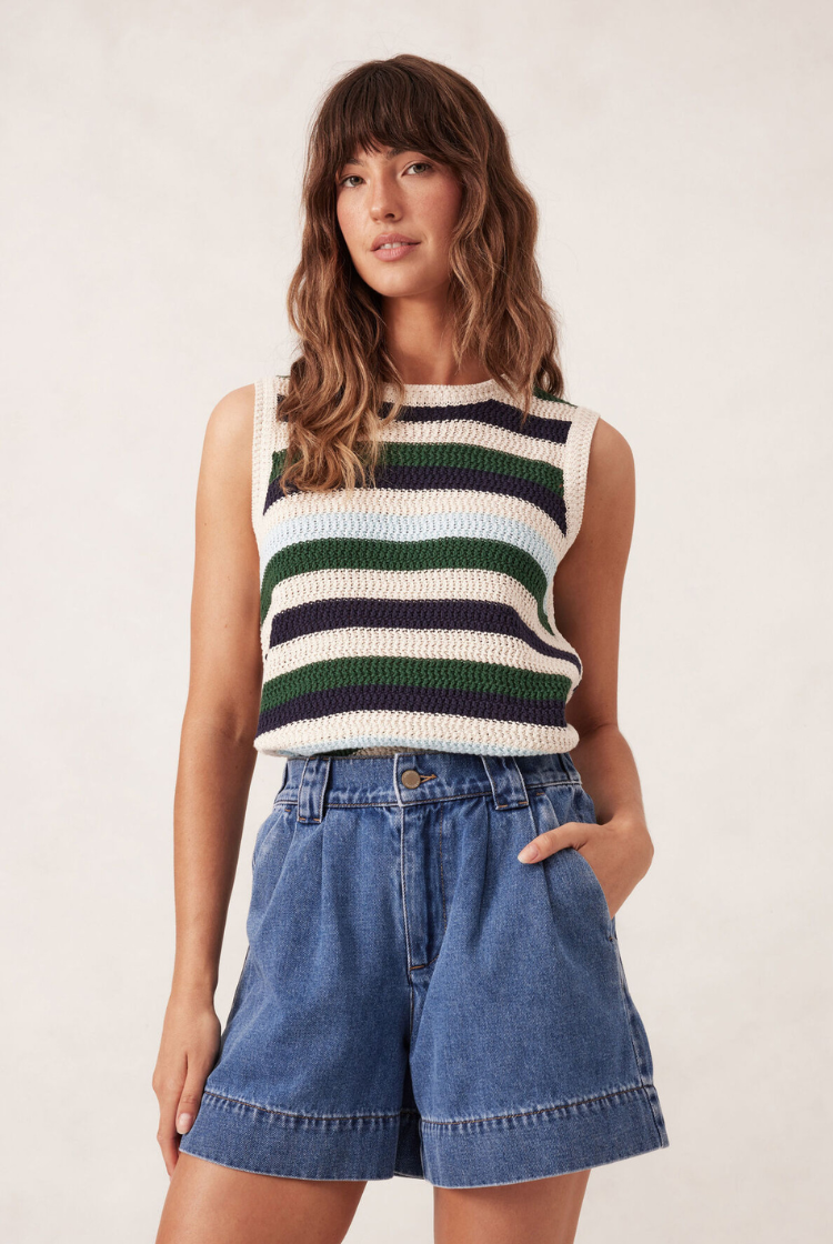 Pleat Front Short | Washed Indigo