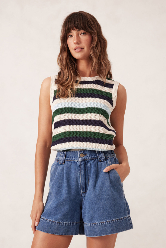 Pleat Front Short | Washed Indigo