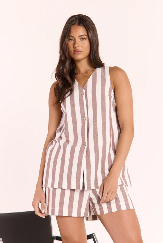 Leah Top | Chocolate Stripe