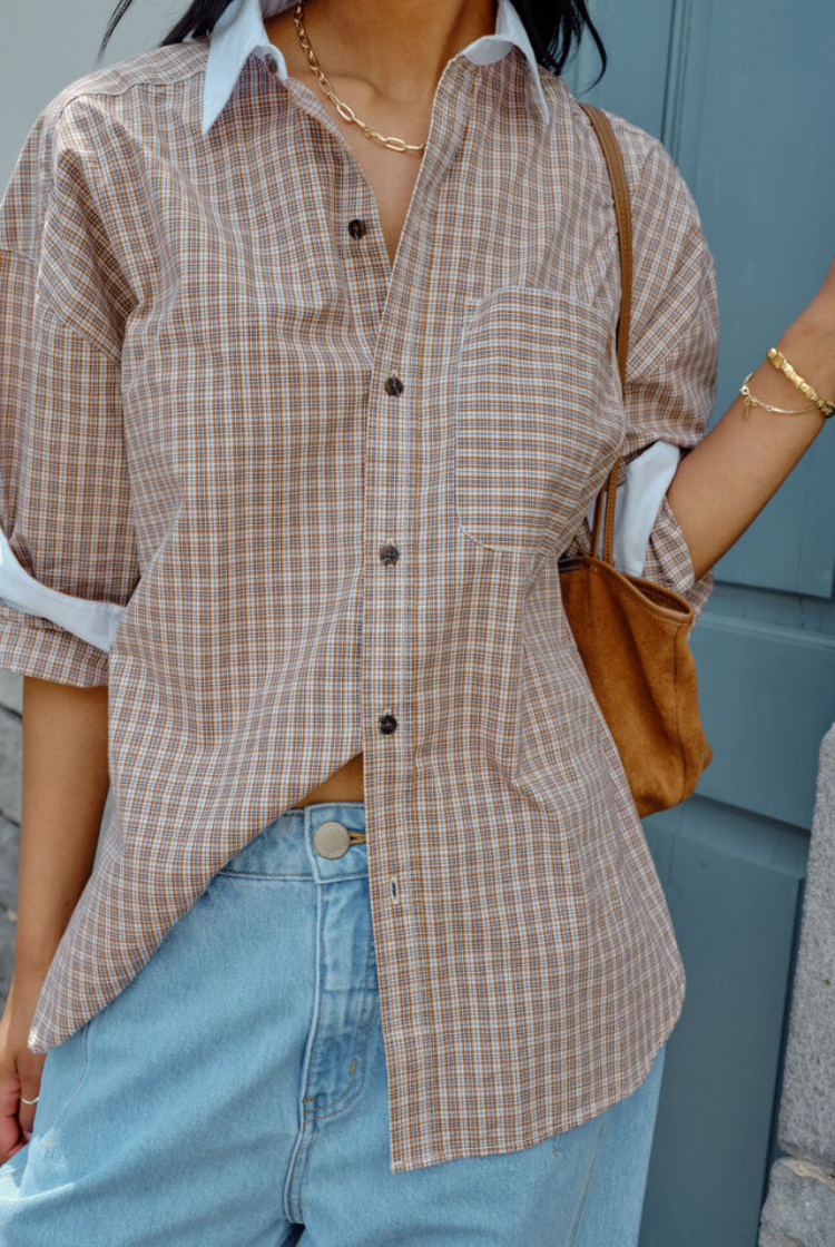 Peta Oversized Shirt | Toffee Check