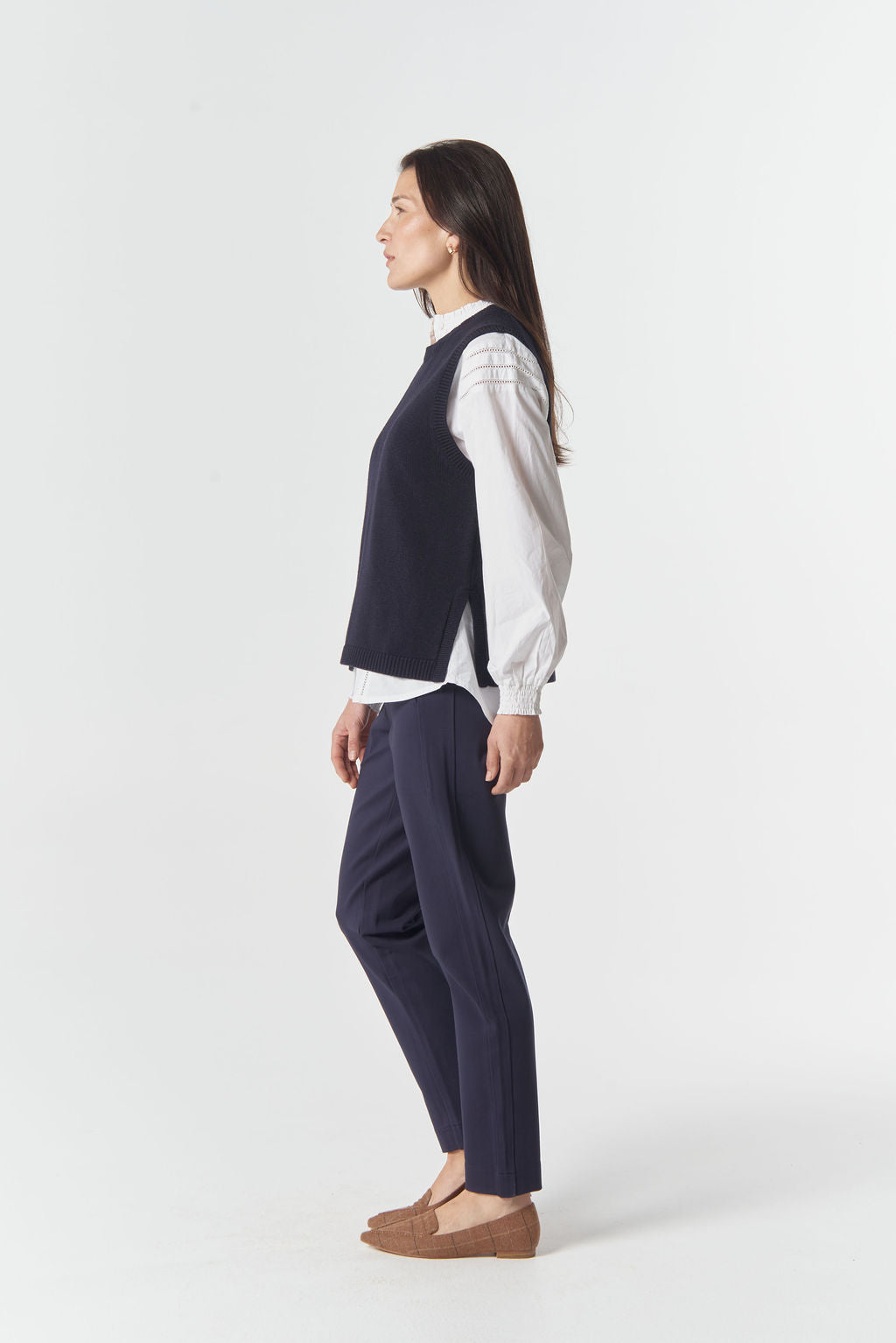 Amber Merino Cotton Vest | Dark Navy
