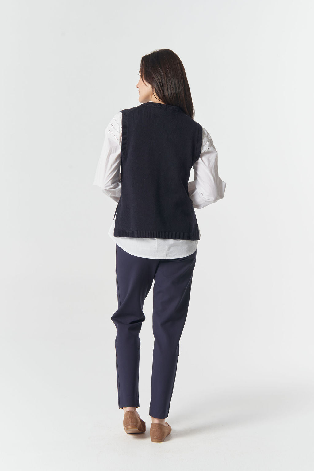 Amber Merino Cotton Vest | Dark Navy
