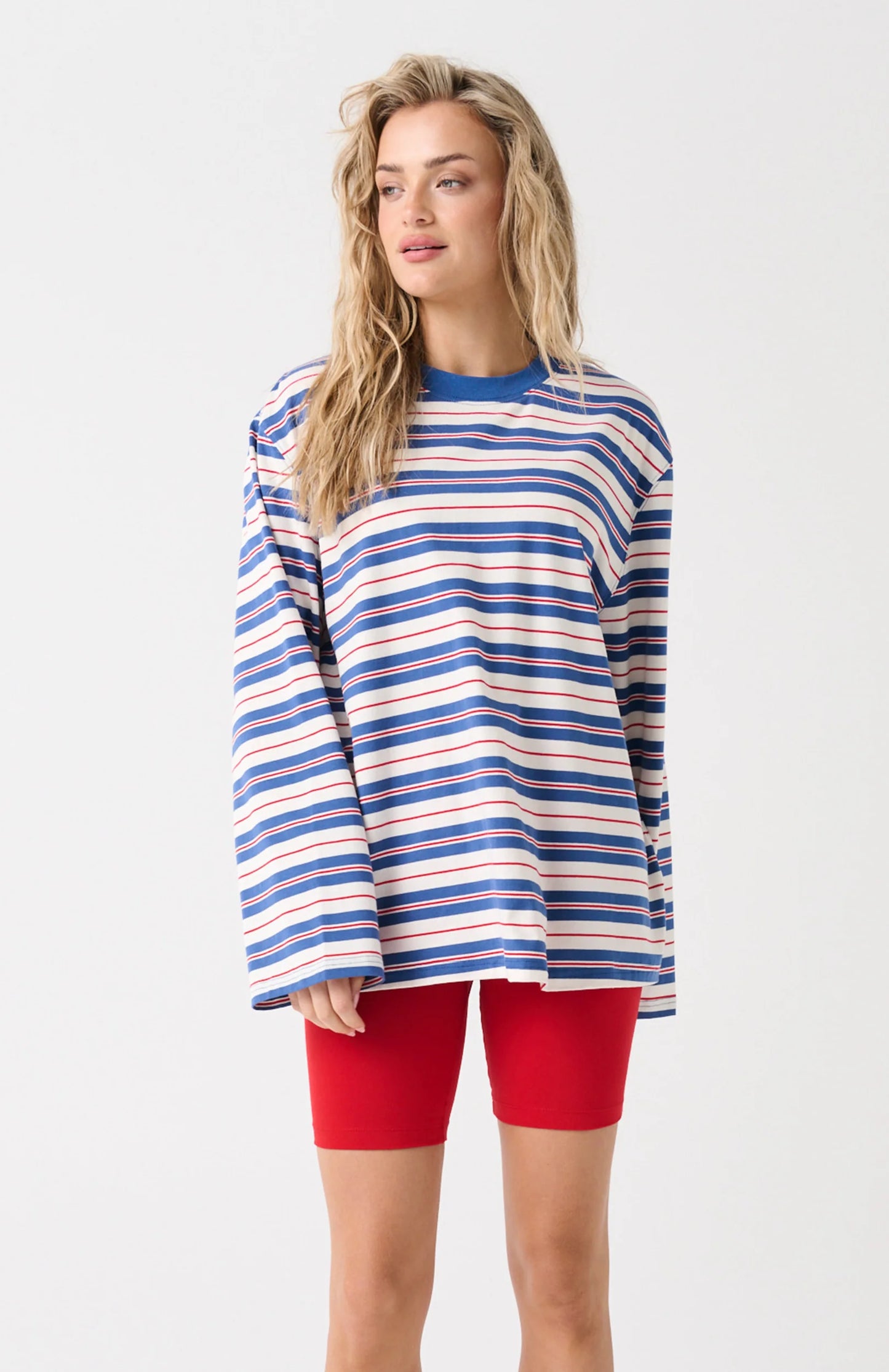 Carter Long Sleeve | Red/ Slate Stripe