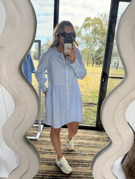 Peta Dress | Blue / White