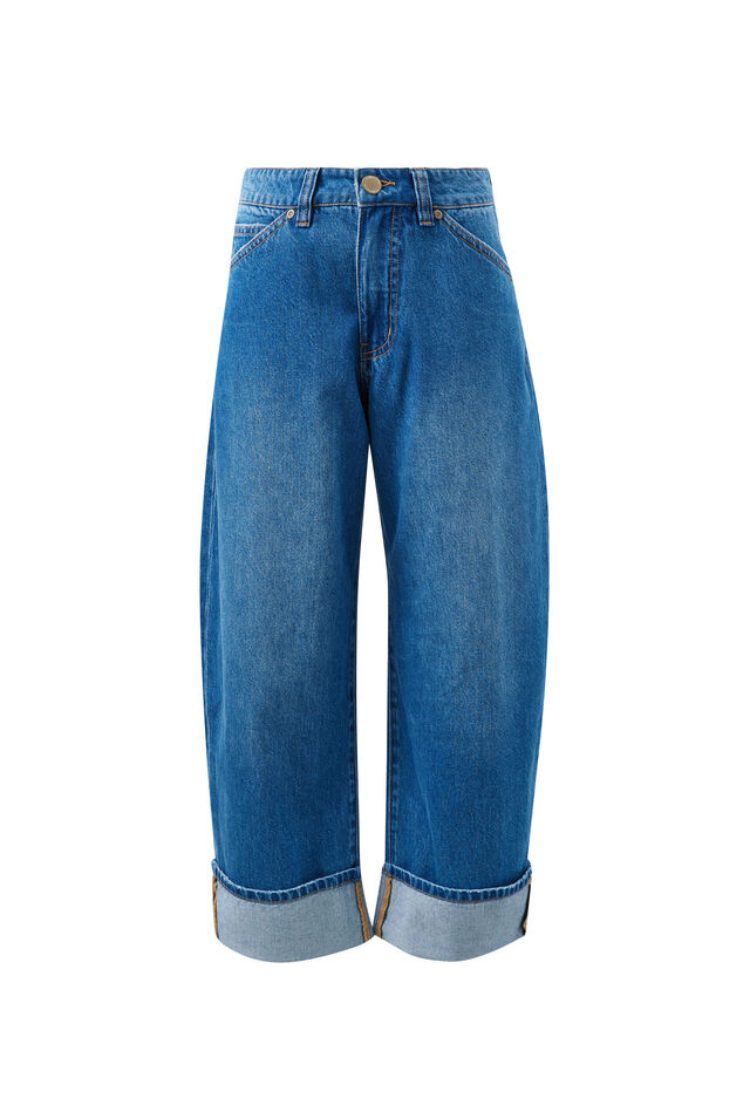 Frannie Cuffed Barrel Jean | Fresh Indigo