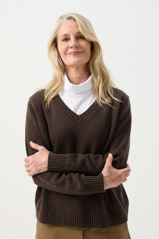 V Neck Knit | Coffee