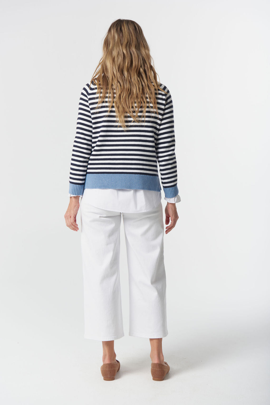 Farmer Cotton Cashmere Jumper | Navy/ Laser White