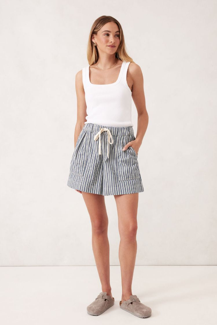 Relaxed Everyday Short | Lagoon Blue Stripe