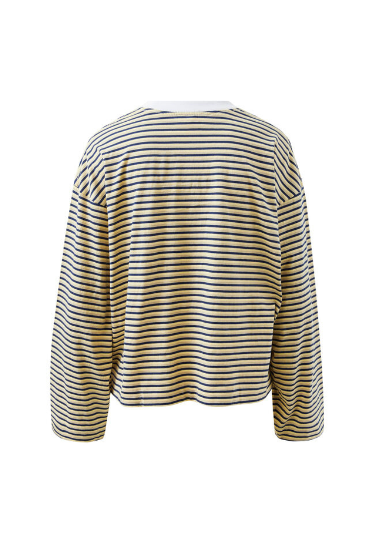 Beau Long Sleeve Slouchy Tee | Heritage Navy/ Butter/ Stone Stripe