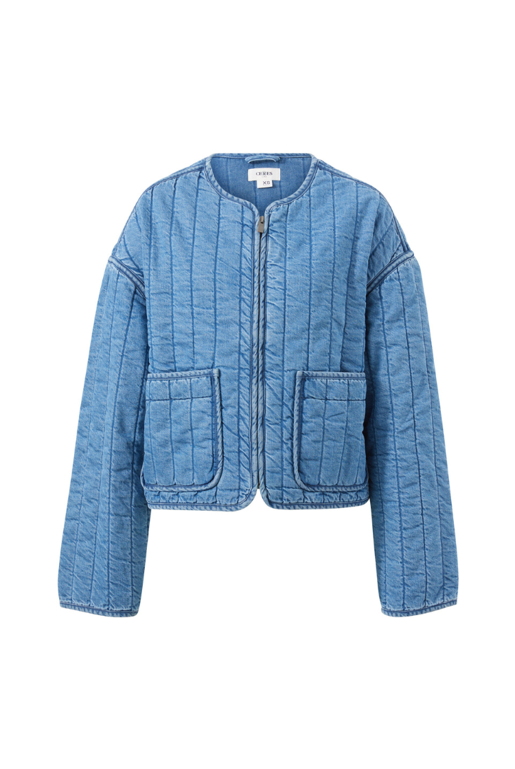 Comfy Quilted Boxy Jacket | Worn Blue Denim