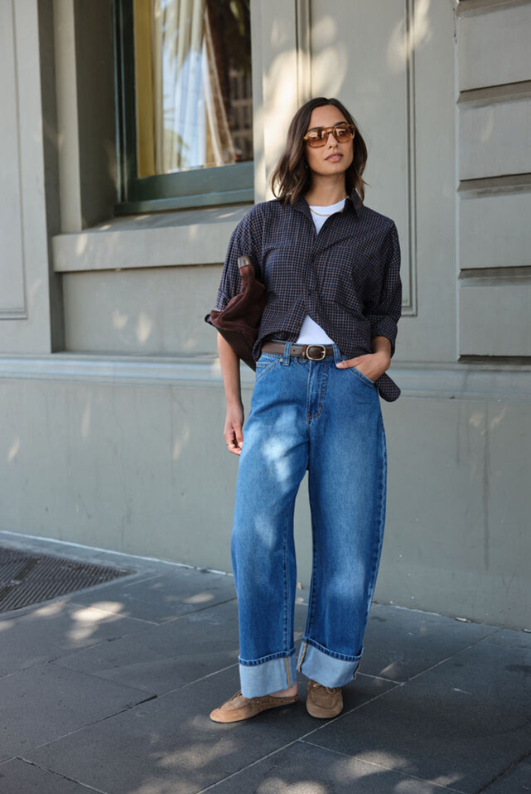 Frannie Cuffed Barrel Jean | Fresh Indigo