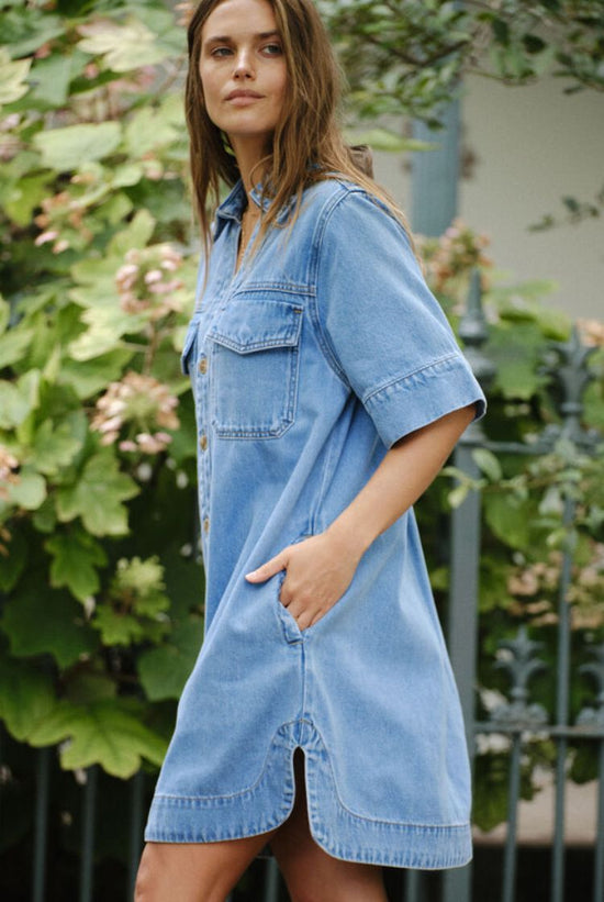 Relaxed Shirt Dress | Mid Vintage Blue