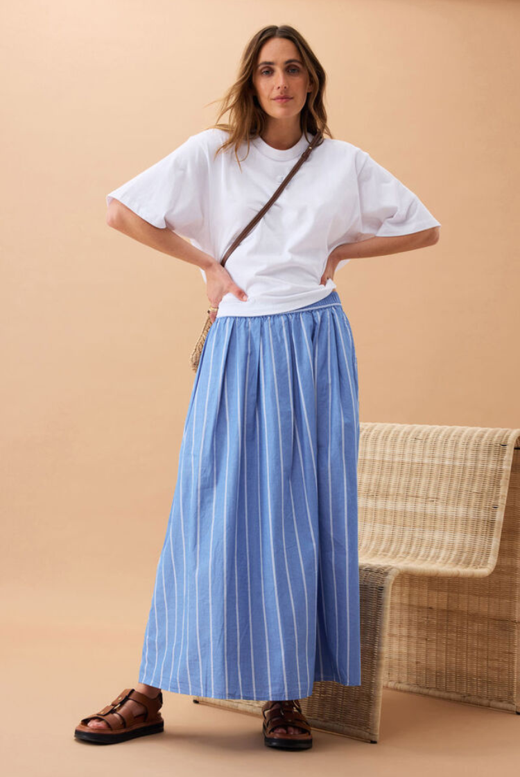Florence Maxi Skirt | Oxford Blue Stripe