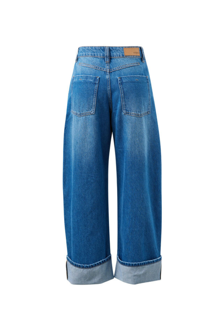 Frannie Cuffed Barrel Jean | Fresh Indigo