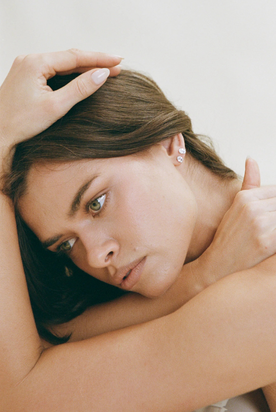 Oval Studs | Gold/ Clear
