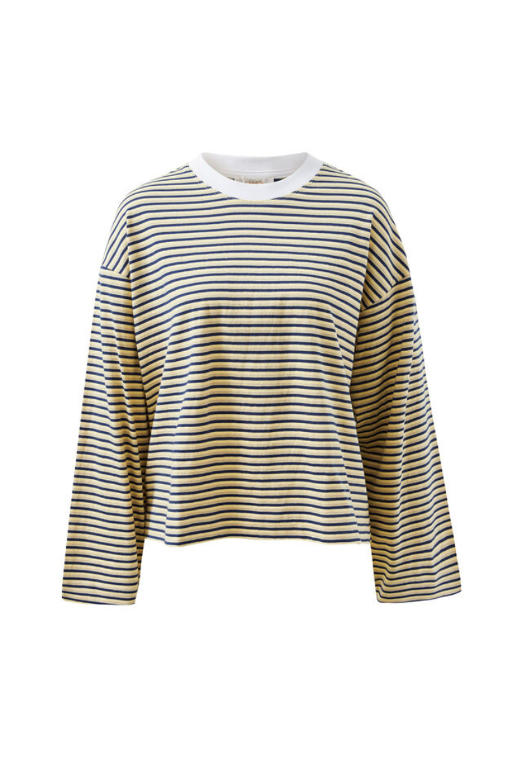 Beau Long Sleeve Slouchy Tee | Heritage Navy/ Butter/ Stone Stripe