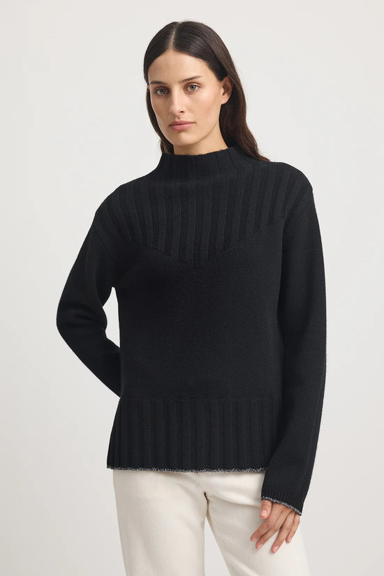Wide Rib Mock Neck | Black