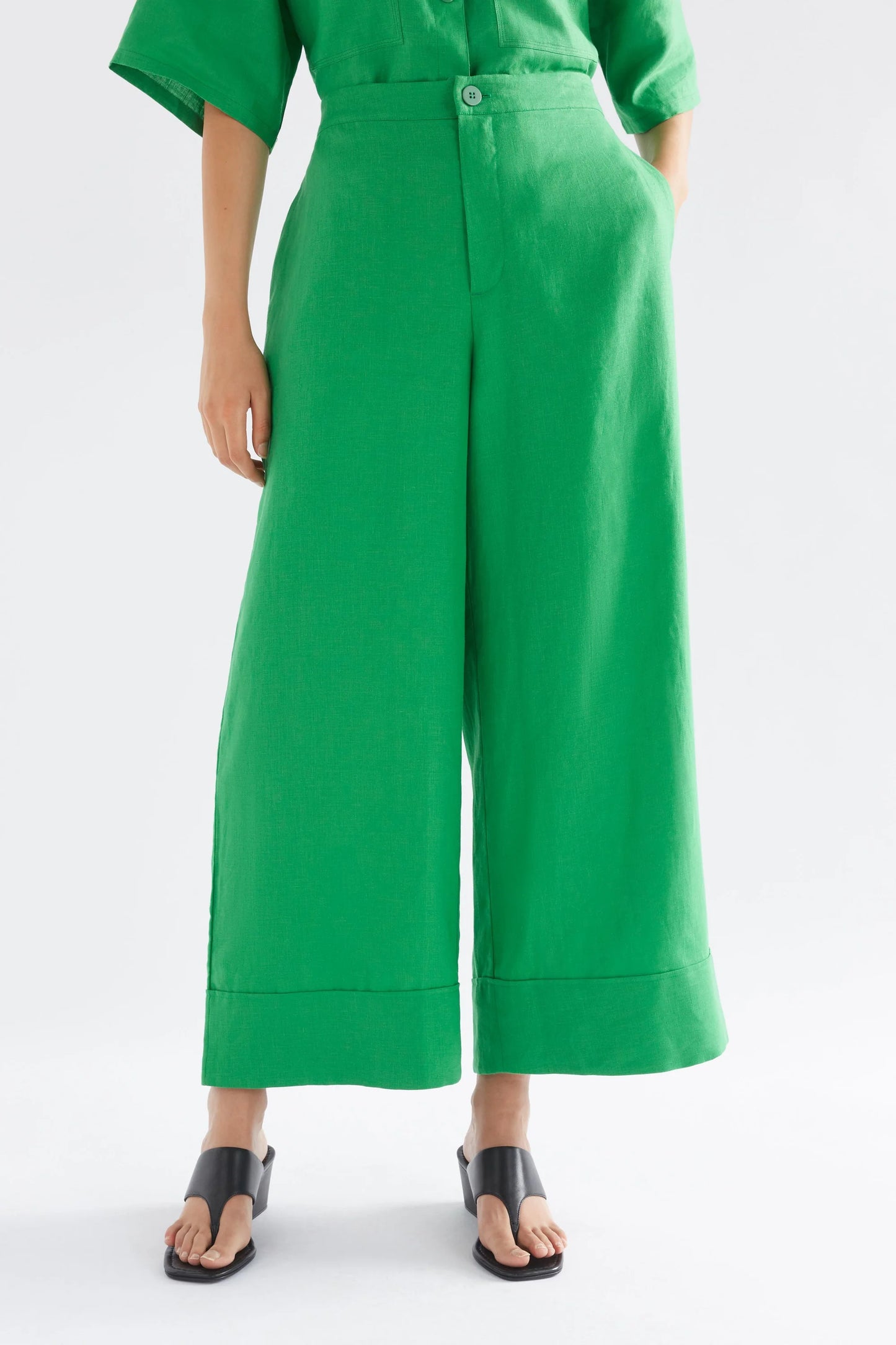 Anneli Linen Pant | Vine Green