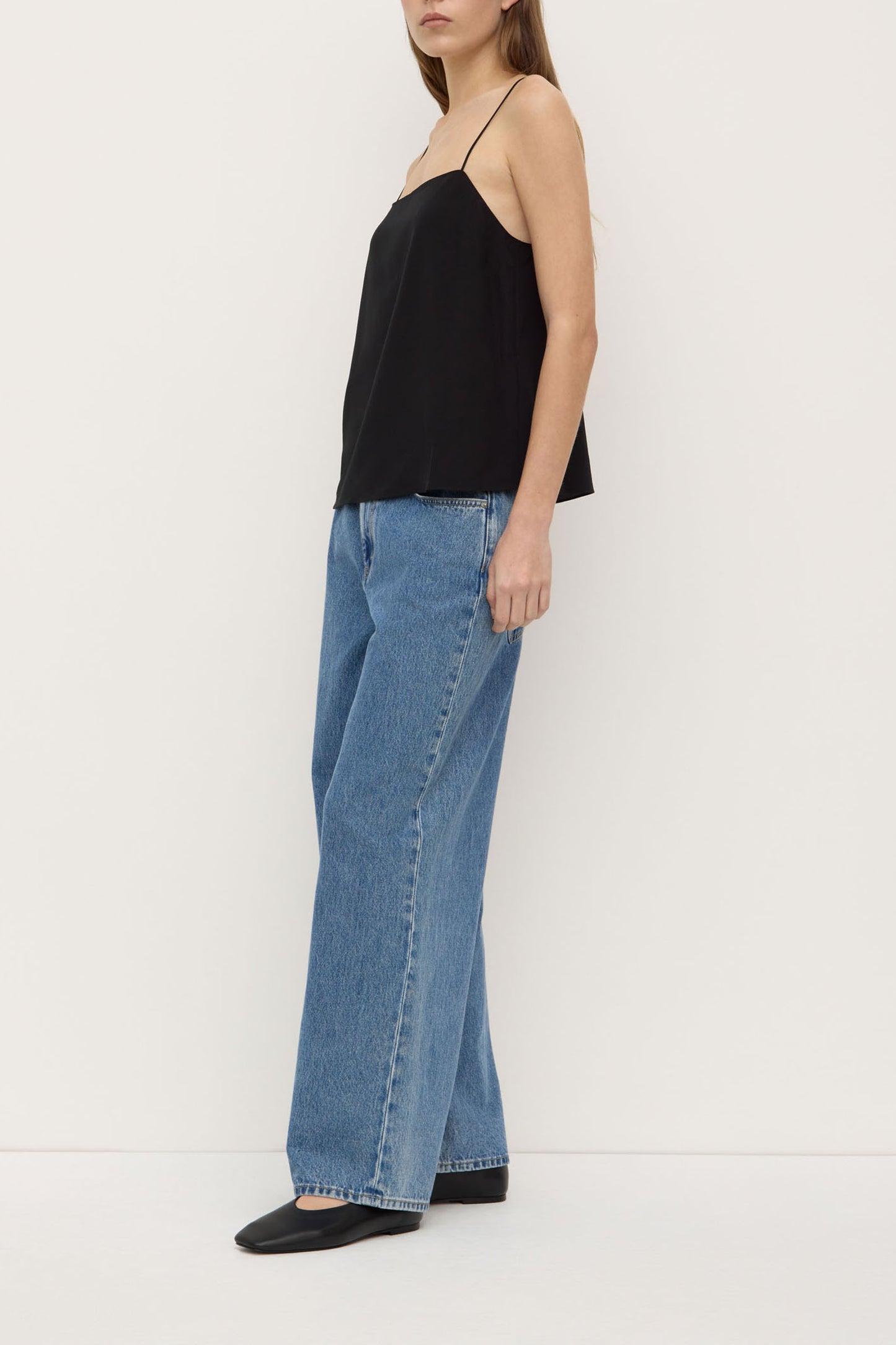 Aime Silk Tank | Black