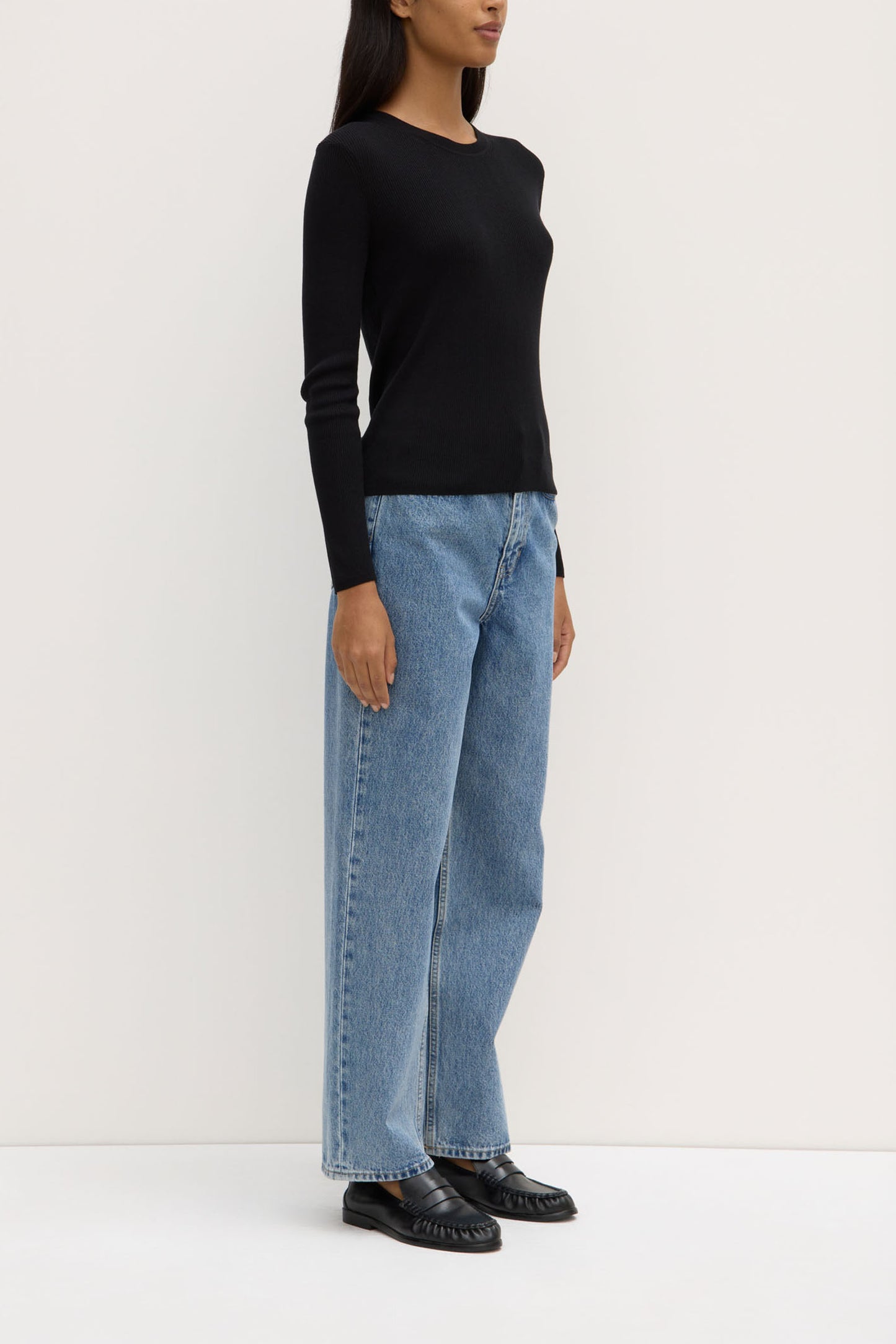 Amira Knit Long Sleeve Tee | Black