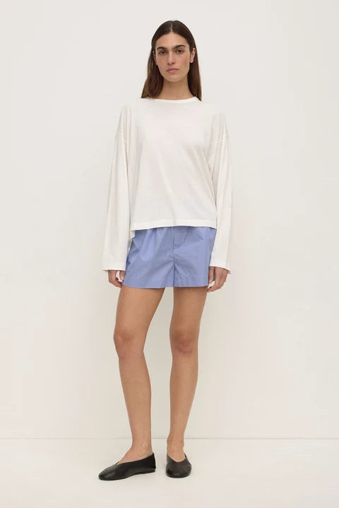 Ava Stripe Poplin Short | Navy Stripe