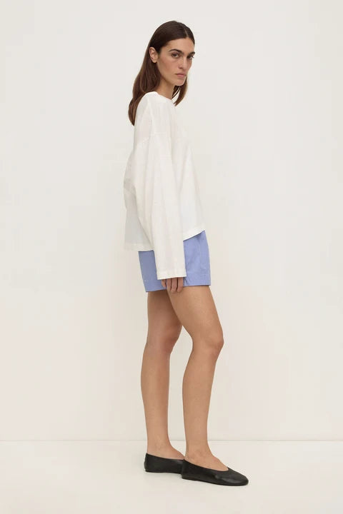 Ava Stripe Poplin Short | Navy Stripe